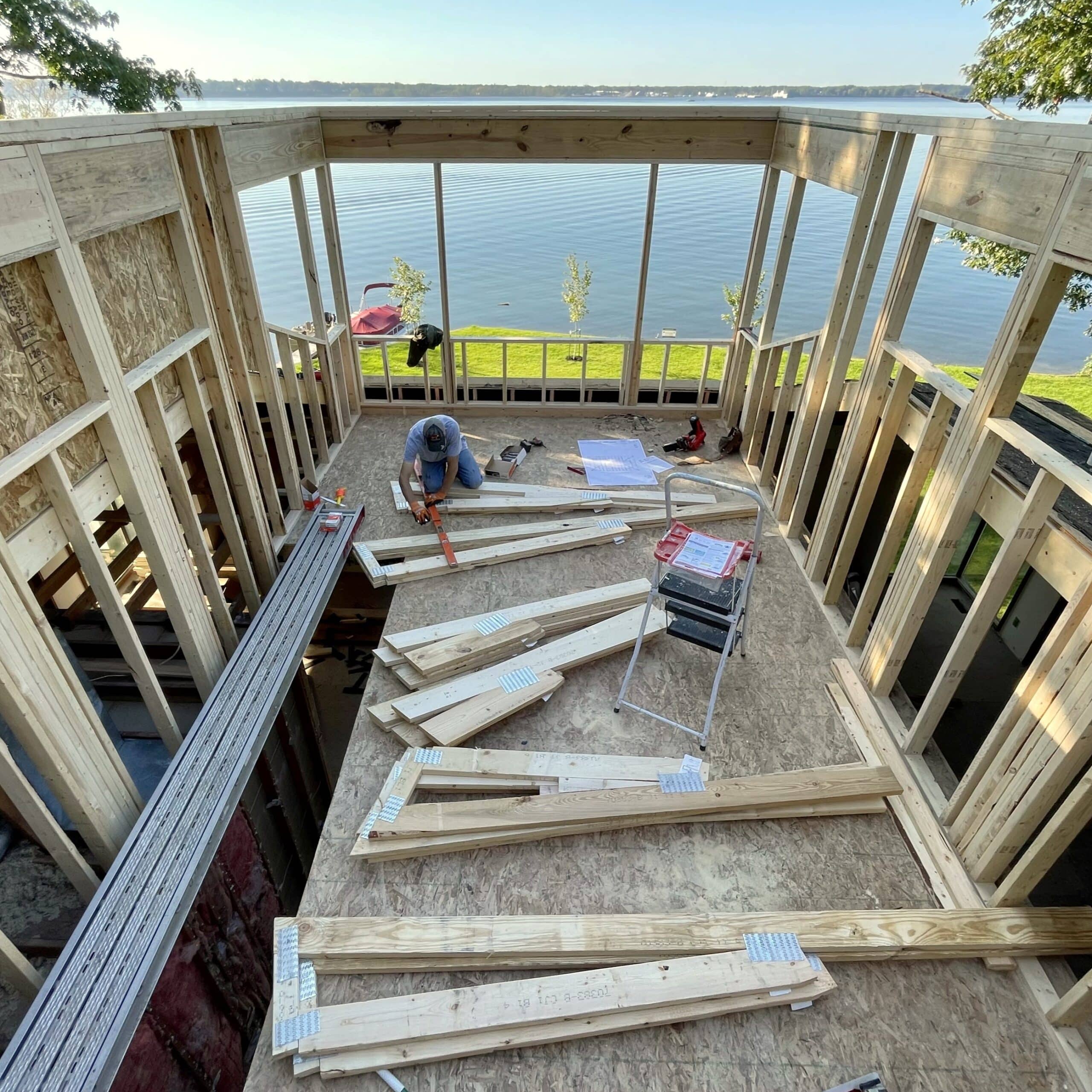 Addition construction framing new construction building in progress